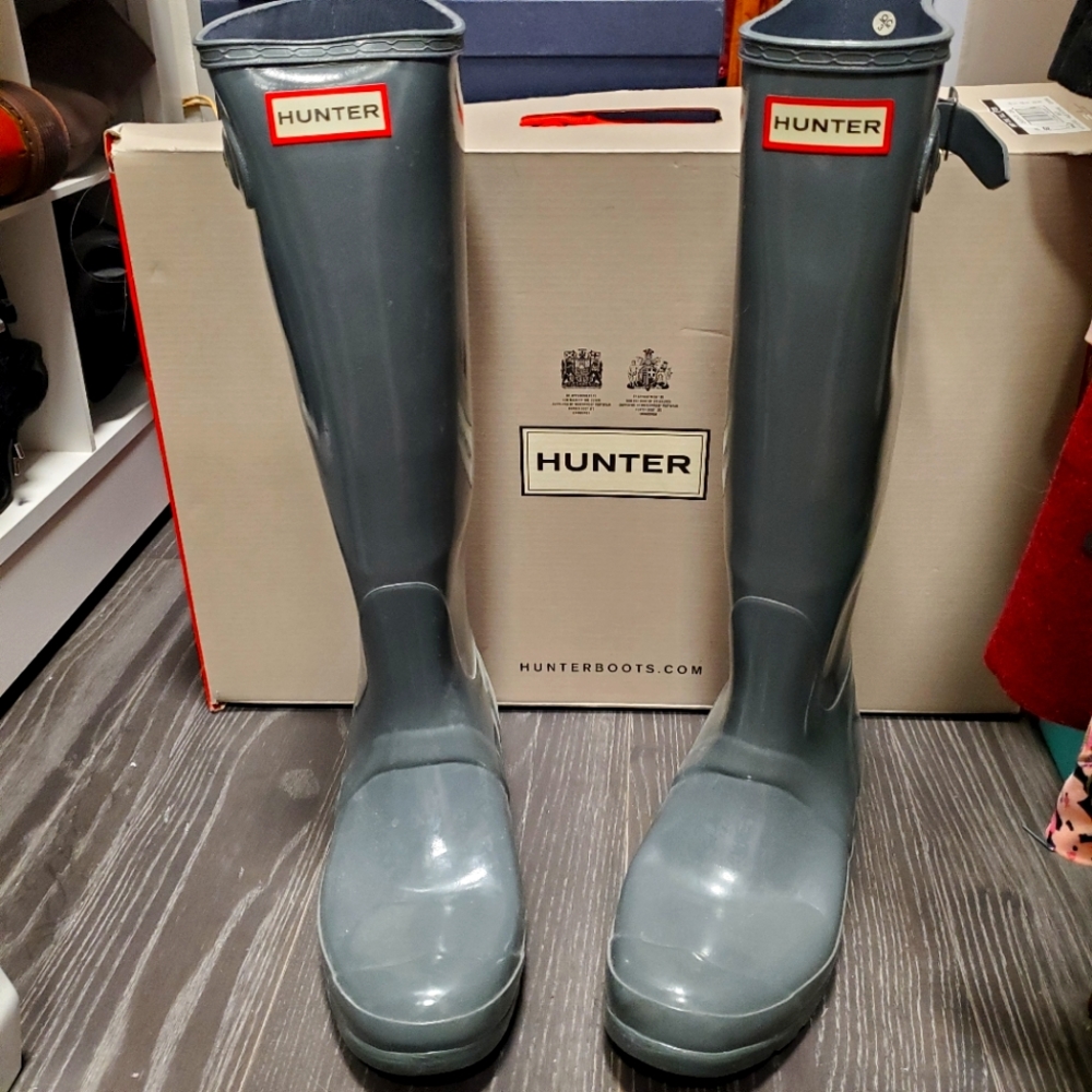 Hunter rain boots original tall graphite gray size 8